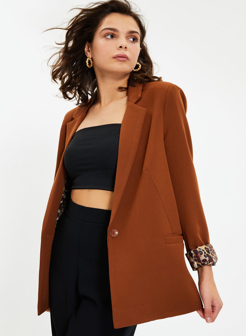 trendyol Brown Regular Lining Detailed Woven Blazer Jacket TWOAW20CE0316 - Image 2