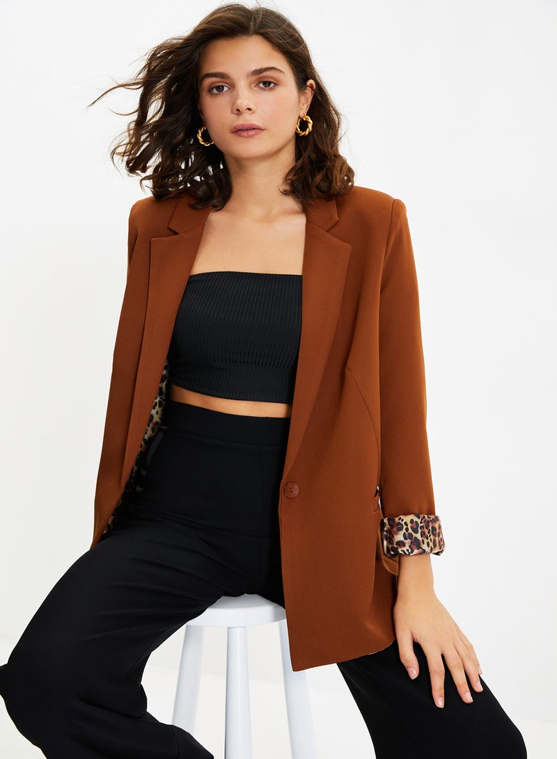trendyol Brown Regular Lining Detailed Woven Blazer Jacket TWOAW20CE0316 - Image 4