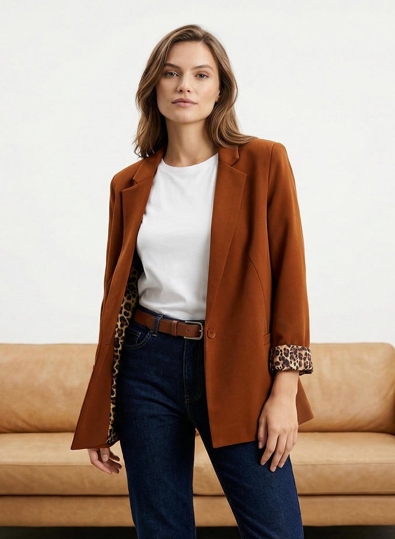 trendyol Brown Regular Lining Detailed Woven Blazer Jacket TWOAW20CE0316 - Image 1