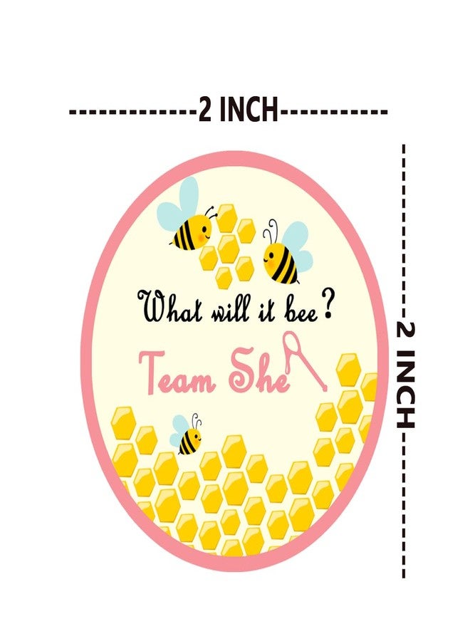 Top label Bee Gender Reveal Stickers,2 Inch Team Girl Team Boy Party Sticker,He and She Baby Shower Labels Sticker,Gender Reveal Party Games Supplies,Bee Theme Baby Shower Decorations,120 Pcs - Image 2