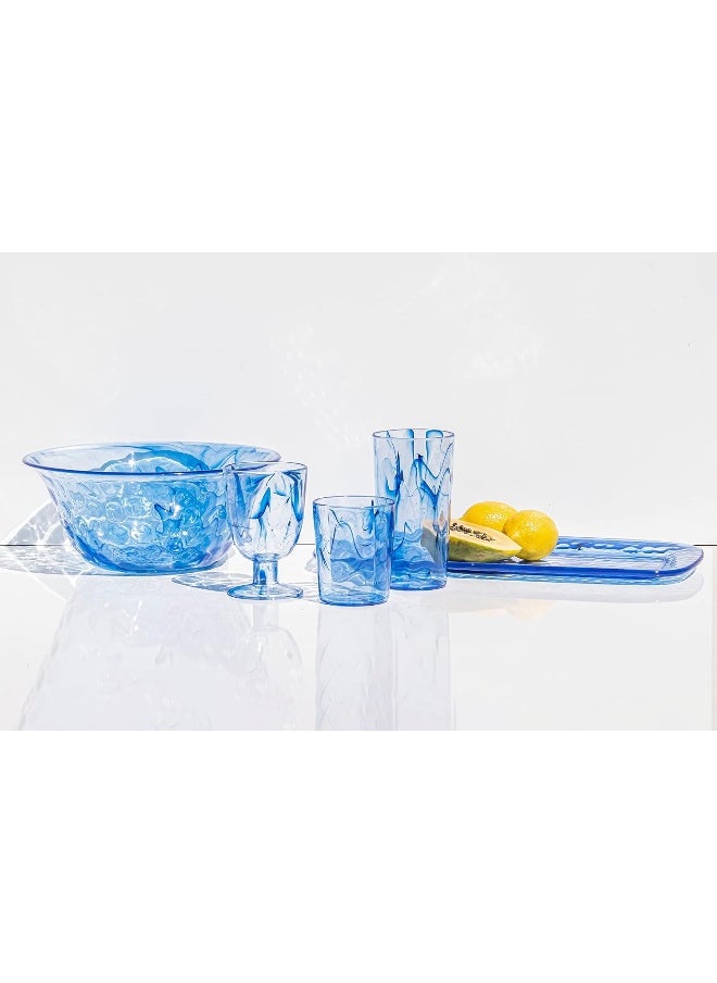 TarHong - TarHong Aegean Swirl Premium Acrylic Drinkware Tumbler/Old Fashioned Glass, 12.4 Ounce, Blue Swirl, Set of 6 - Image 1