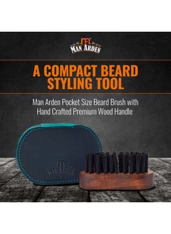 Man Arden Pocket Size Beard Brush With Hand Crafted Premium Wood Handle With Premium Faux Leather Pouch  - Image 4