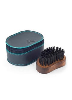 Man Arden Pocket Size Beard Brush With Hand Crafted Premium Wood Handle With Premium Faux Leather Pouch  - Image 3