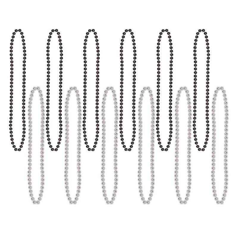 Beistle Black & Silver Party Beads - Small Round - Image 1