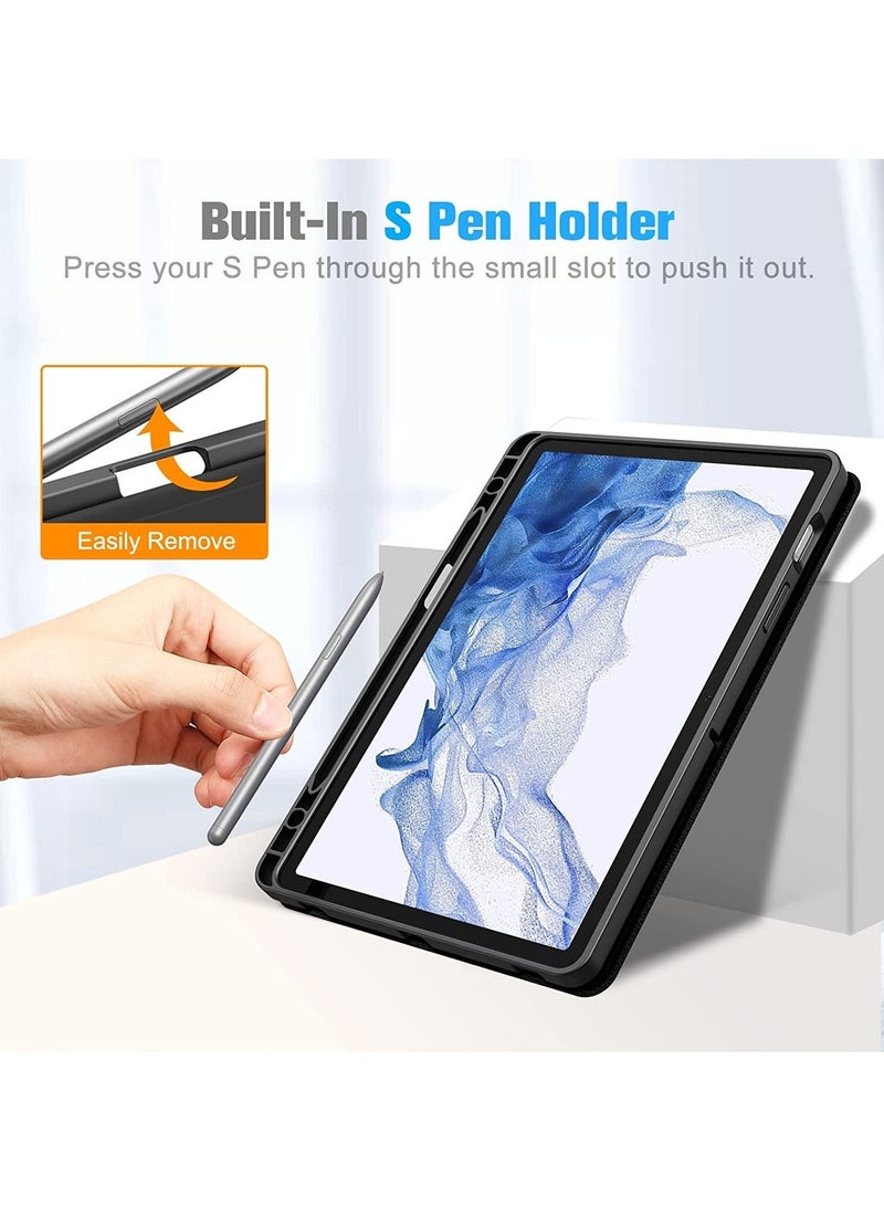 Smart Case for Samsung Galaxy Tab S8 Plus 2022/S7 FE/S7 Plus 12.4 with Pencil Holder, Soft TPU Smart Stand Back Cover Auto Wake/Sleep Feature - Black - Image 5