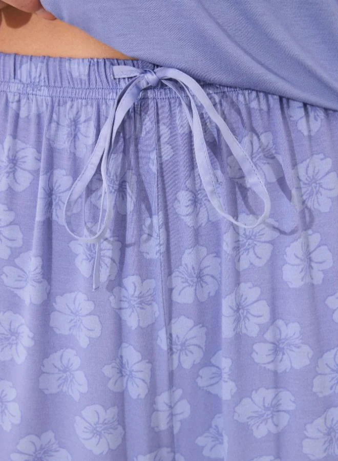 women'secret Blue Viscose Short Sleeve Capri Pyjamas