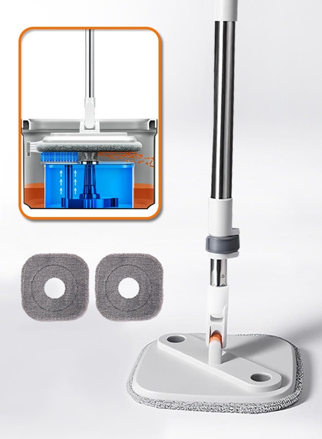 360° Rotating Spin Mop & Single-Bucket Spin Wringer – Self-Wringing Microfiber Pads (Machine Washable & Reusable), Extendable Stainless Steel Handle, Flat Mop Head - Image 1