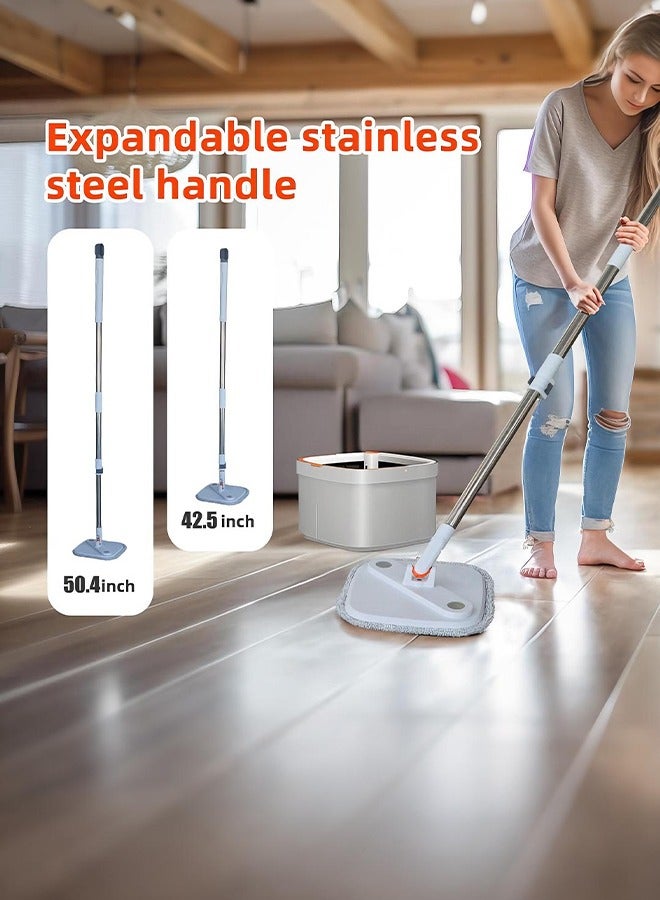 360° Rotating Spin Mop & Single-Bucket Spin Wringer – Self-Wringing Microfiber Pads (Machine Washable & Reusable), Extendable Stainless Steel Handle, Flat Mop Head - Image 2