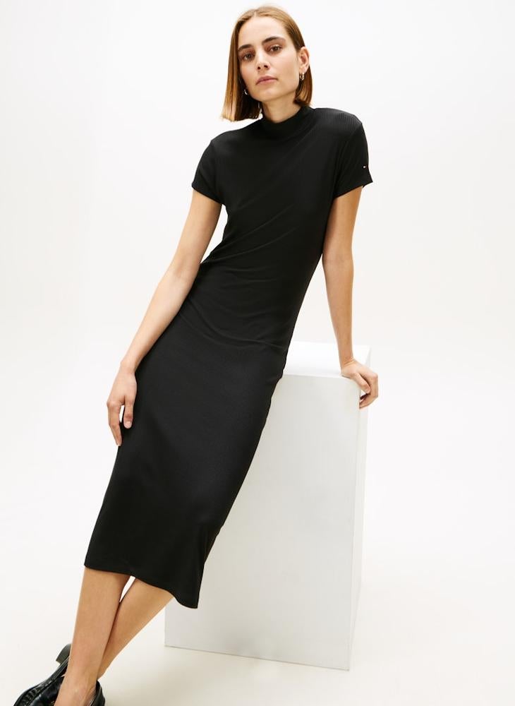 TOMMY HILFIGER Crew Neck Short Sleeve Midi Dress - Image 4