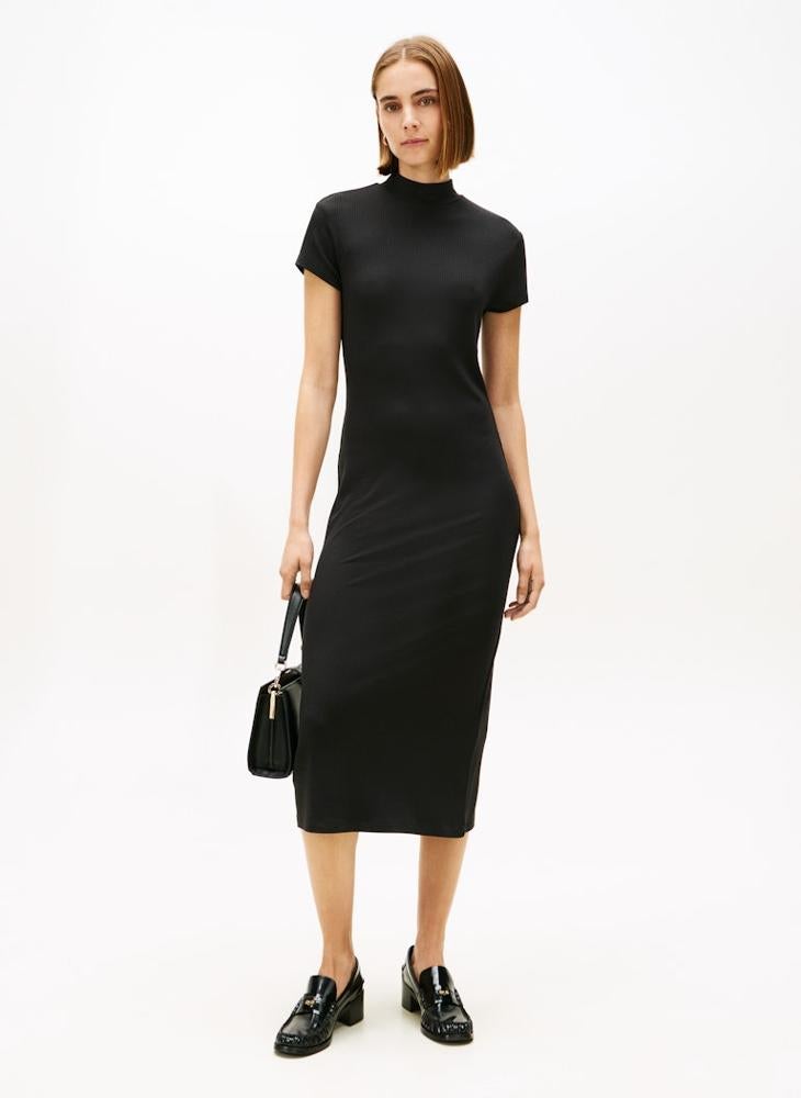 TOMMY HILFIGER Crew Neck Short Sleeve Midi Dress - Image 1