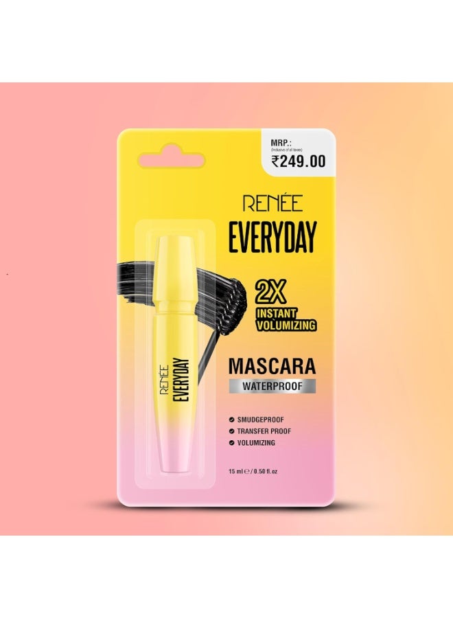 رينيه ماسكارا رينيه اليومية 2X لتكثيف الرموش فورياً، مقاومة للماء | مقاومة للتلطخ والتحويل | لإطالة الرموش | مع فيتامين E | 15 مل - Image 3