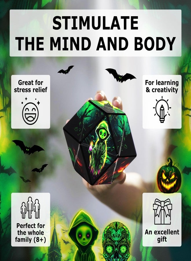 Shashibo Seasonal Halloween - Shape Shifting Box - Award-Winning, Patented Magnetic Puzzle Cube w/ 36 Rare Earth Magnets - Fidget Transforms Into Over 100+ Shapes (Ghastly Jack) - Image 3