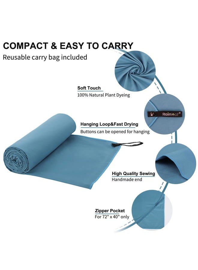Rainleaf Microfiber Towel,Marine Blue,30 X 60 Inches - Image 3