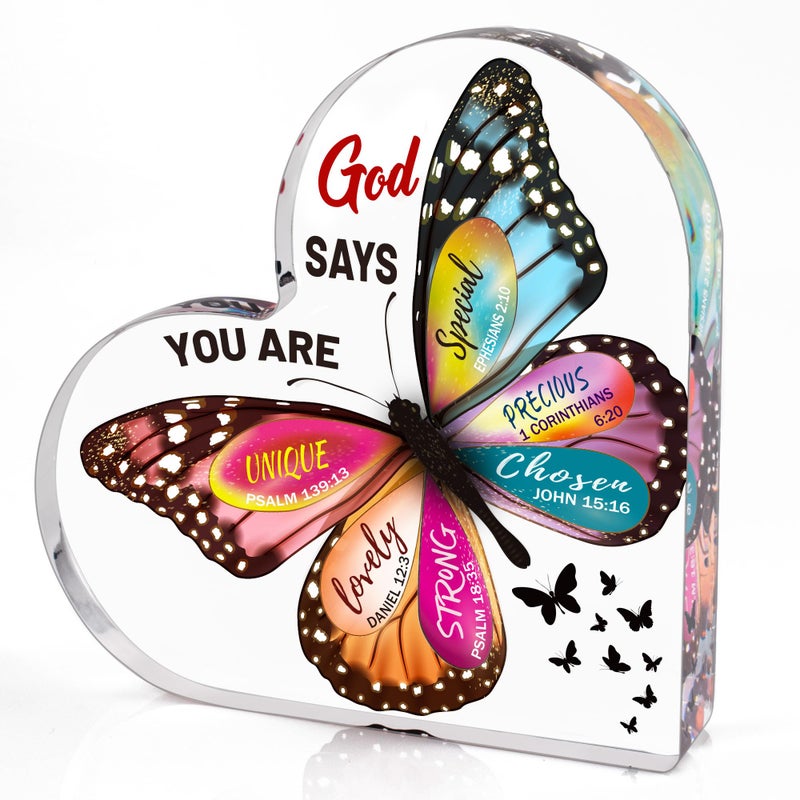 Christian Gifts for Women Birthday Butterfly Inspirational Gifts for Women Friends Mom Sister Coworker Catholic Female Religious Spiritual Gift Home Christian Decor Sign