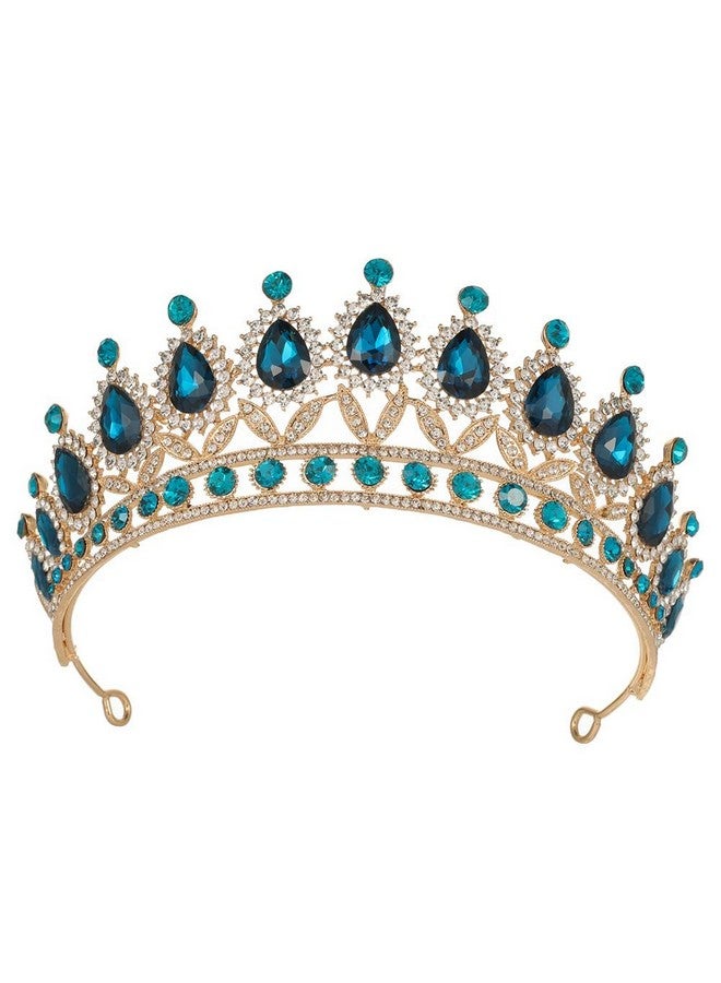 Kamirola Royal Queen Crown And Tiaras Princess Crown For Women And Girls Crystal Headbands For Bridal Princess For Wedding And Party (Peacock Blue) - Image 1
