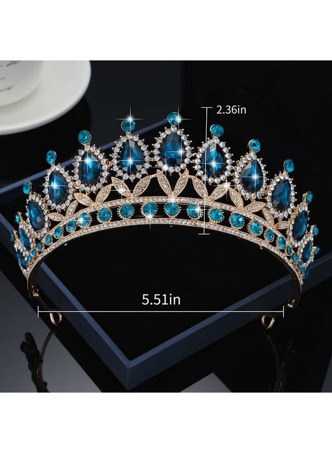 Kamirola Royal Queen Crown And Tiaras Princess Crown For Women And Girls Crystal Headbands For Bridal Princess For Wedding And Party (Peacock Blue) - Image 4