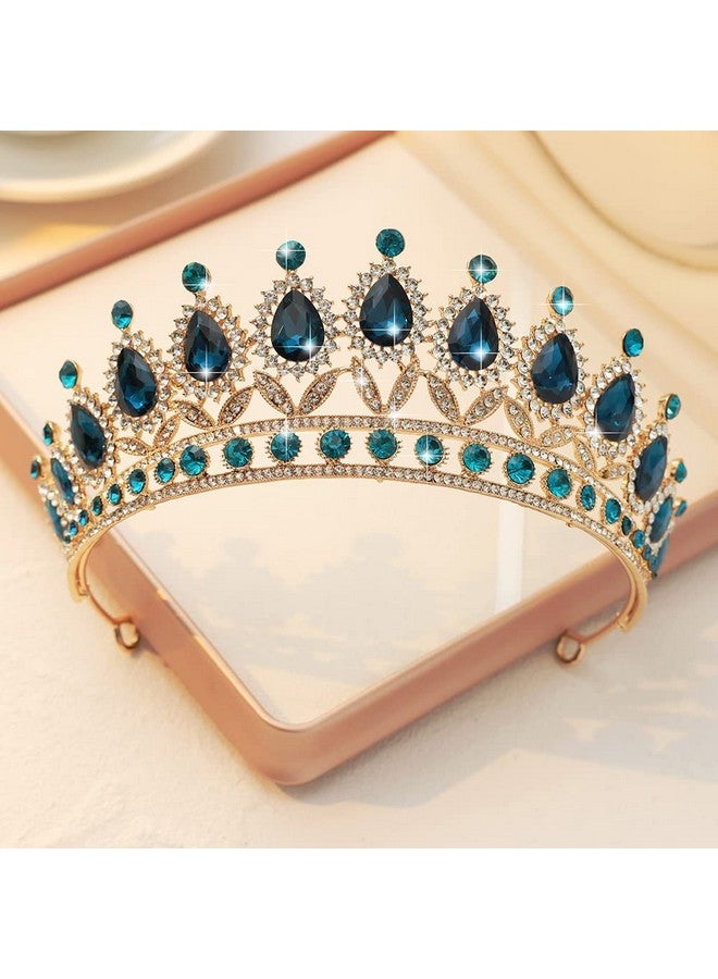 Kamirola Royal Queen Crown And Tiaras Princess Crown For Women And Girls Crystal Headbands For Bridal Princess For Wedding And Party (Peacock Blue) - Image 5