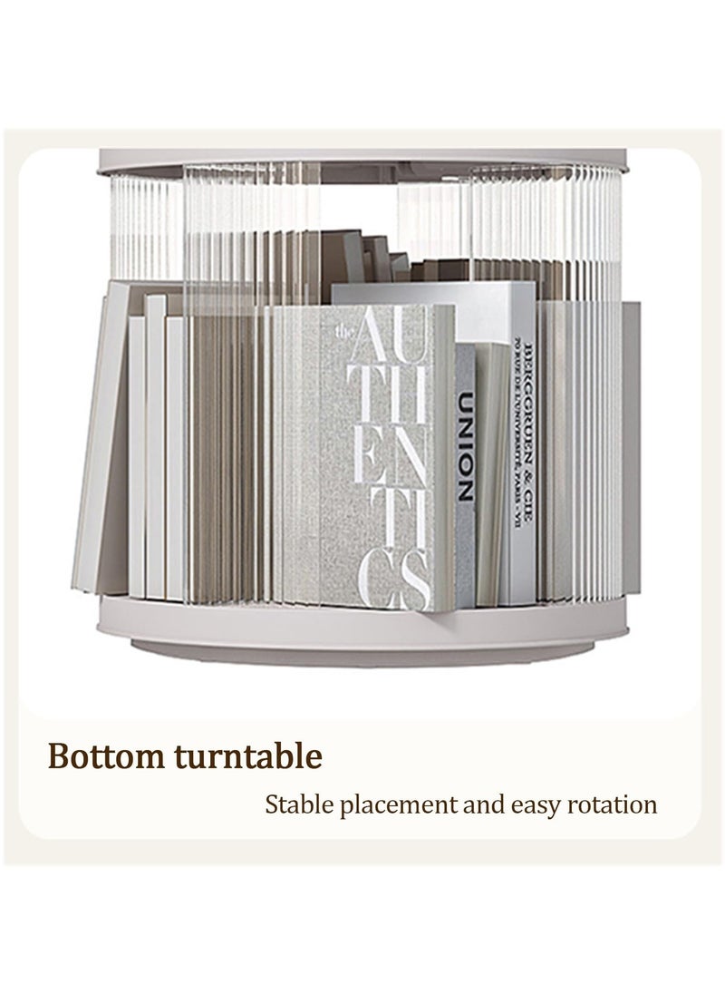 XiuWoo - 4-Tier Simple Floor-standing Square Rotating Storage Cabinet Bookshelf Student Books Children's Picture Books Storage Shelf Bookcase, 360-degree Rotation, For Living Room Bedroom Reading Room Office - Image 1