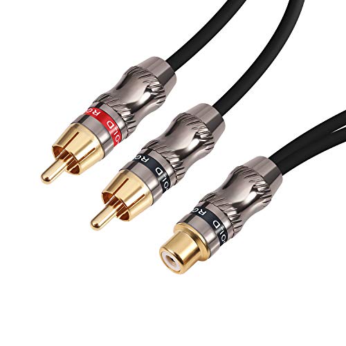 Devinal RCA/Phono Splitter Cable RCA Female to Dual Male Gold Plated Adapter, Stereo Audio Y-Cable Heavy Duty (1 Female to 2 Male) 10" (25 cm) - Image 3