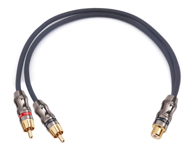 Devinal RCA/Phono Splitter Cable RCA Female to Dual Male Gold Plated Adapter, Stereo Audio Y-Cable Heavy Duty (1 Female to 2 Male) 10" (25 cm) - Image 2