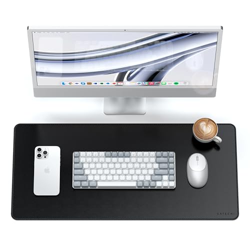 Satechi Vegan Leather Desk Mat, Large Mouse Pad Scratch and Water Resistant, Easy to Clean, Desk Pad for Office and Home, 26.8” x 12.4” x 0.1” - Black - Image 1