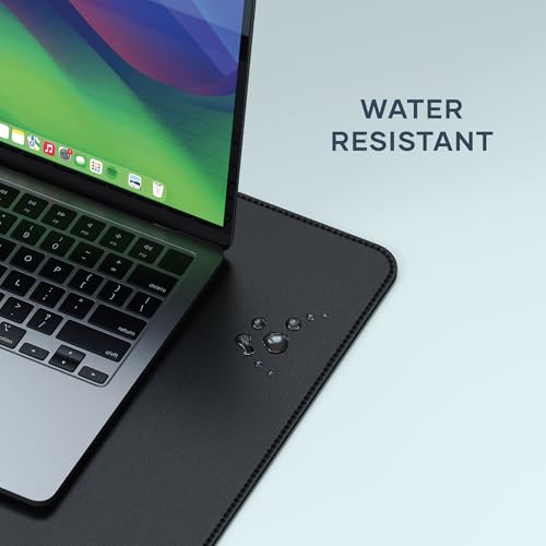 Satechi Vegan Leather Desk Mat, Large Mouse Pad Scratch and Water Resistant, Easy to Clean, Desk Pad for Office and Home, 26.8” x 12.4” x 0.1” - Black - Image 3