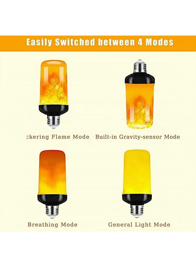 Yellow Flame Light Bulbs, 4 Modes Flickering Light Bulb with Upside Down Effect, Black Base Fire Bulb for Party, Outdoor, Indoor, Home Decor (2 Pack) - Image 2