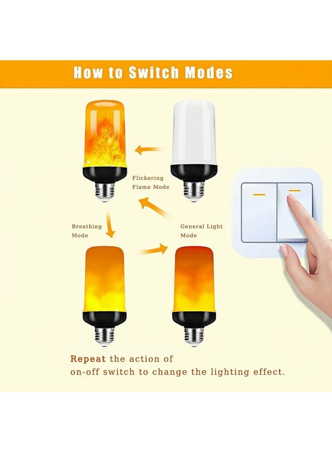 Yellow Flame Light Bulbs, 4 Modes Flickering Light Bulb with Upside Down Effect, Black Base Fire Bulb for Party, Outdoor, Indoor, Home Decor (2 Pack) - Image 3