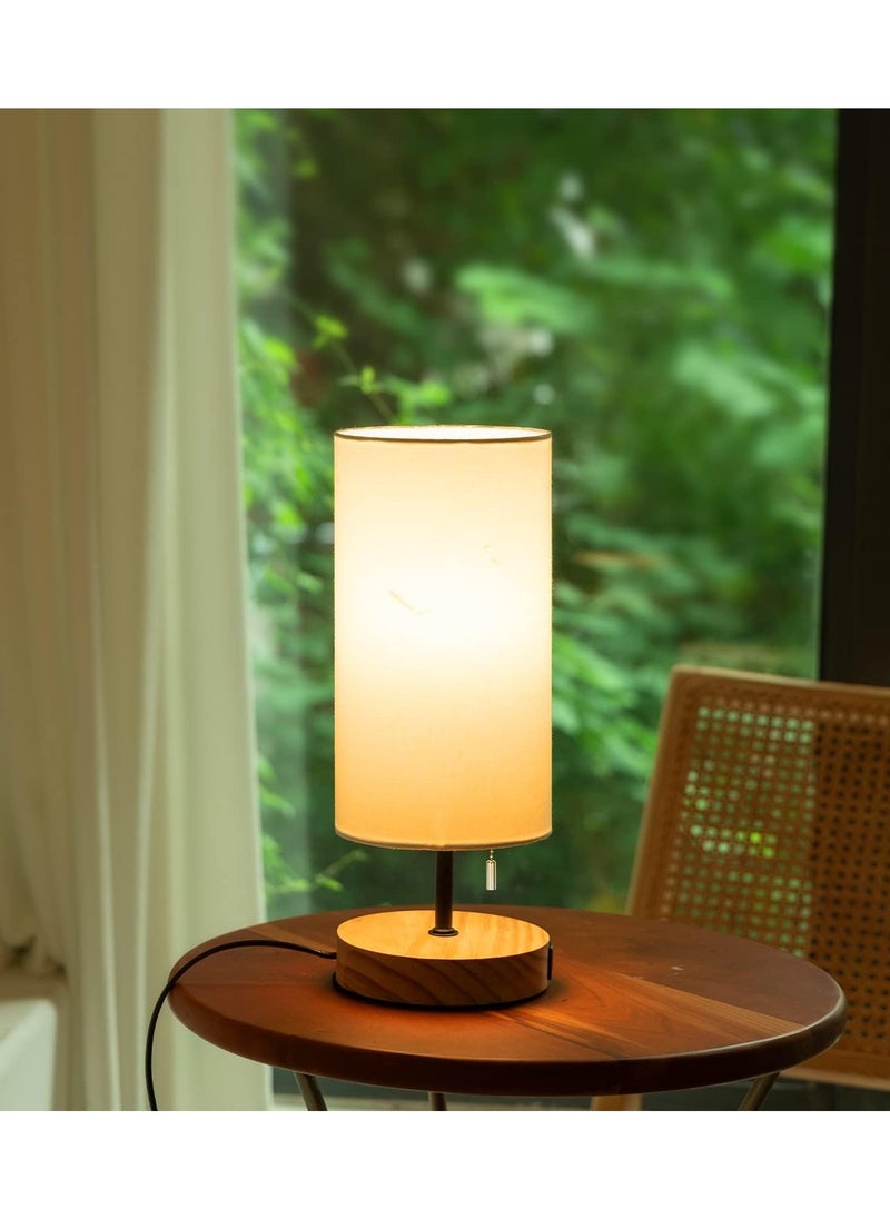 Linen Round Table Lamp Knob Dimmer Switch A+C USB Function Bedside Lamp 2 Holes AC