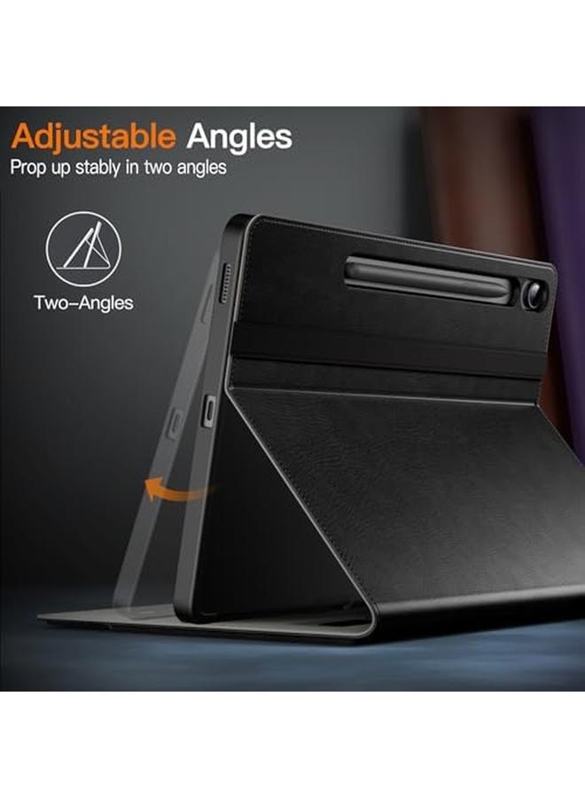 جي تيك حافظة لهاتف سامسونج جالاكسي تاب S9 Fe مقاس 10.9 بوصة مع حامل قلم S من جلد البولي يوريثان وحامل قابل للطي للأعمال غطاء حماية للكمبيوتر اللوحي مع جيب وأشرطة رؤية متعددة الزوايا باللون الأسود - Image 4