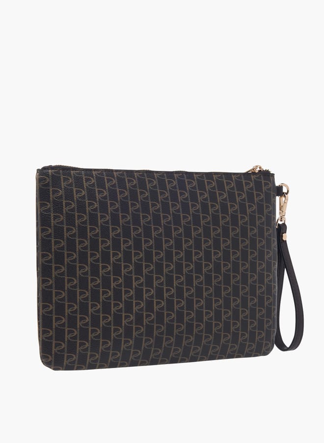 Paprika Women Monogram Print Clutch with Zip Closure and Wrist Loop  - Image 2