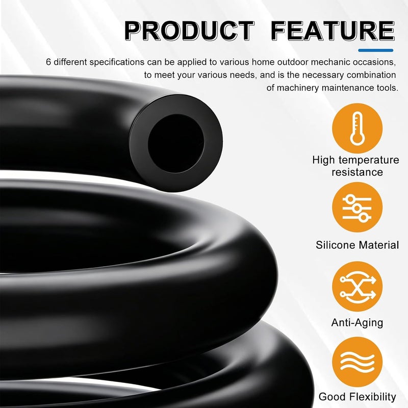 Tnisesm 6Ft Vacuum Hose Automotive 1/8"ID High Performance 130PSI Silicone Vacuum Hose line Kit - Image 2