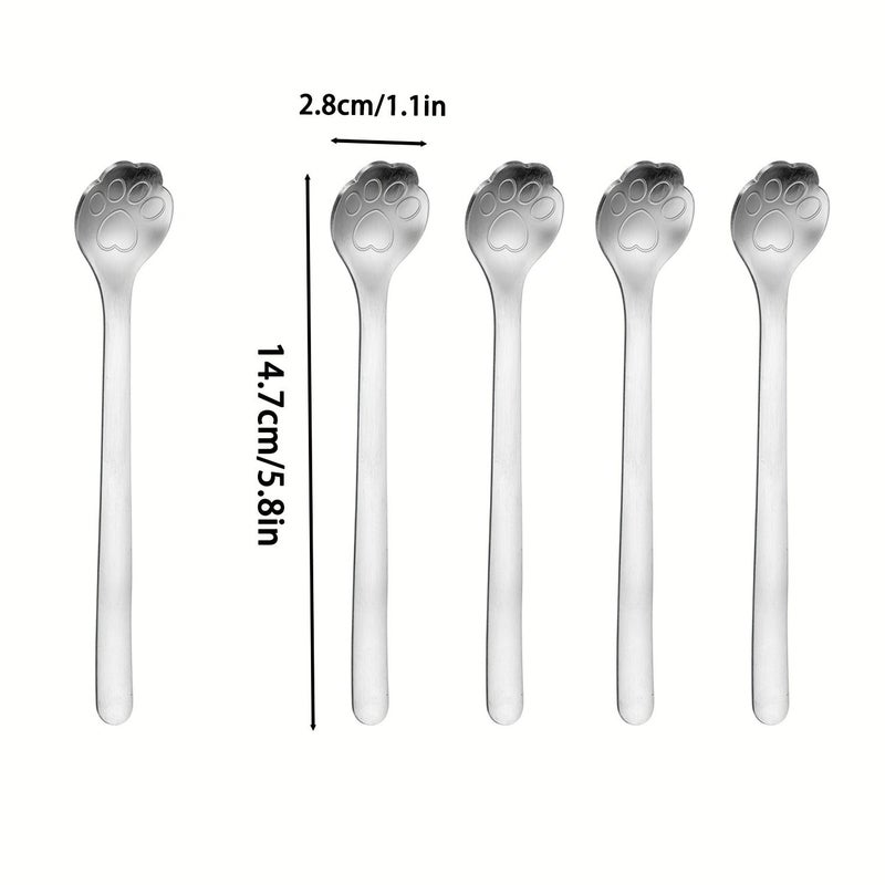 6pcs Stainless Steel Cat Claw Dessert Spoon Creative Cake Coffee Tea Spoon - Image 3