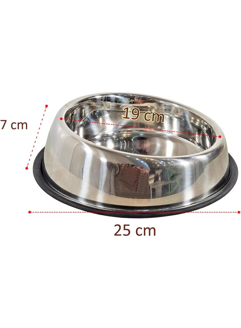 أن ان سي بيتس وعاء طعام للكلاب مع وعاء ناعم من الفولاذ المقاوم للصدأ وشريط لاصق غير قابل للانزلاق، وعاء متين للحيوانات الأليفة للسلالات كبيرة الحجم، مناسب للتغذية والري، سهل التنظيف 22 سم (فضي) - Image 2
