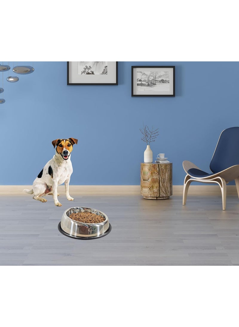 أن ان سي بيتس وعاء طعام للكلاب مع وعاء ناعم من الفولاذ المقاوم للصدأ وشريط لاصق غير قابل للانزلاق، وعاء متين للحيوانات الأليفة للسلالات كبيرة الحجم، مناسب للتغذية والري، سهل التنظيف 22 سم (فضي) - Image 3