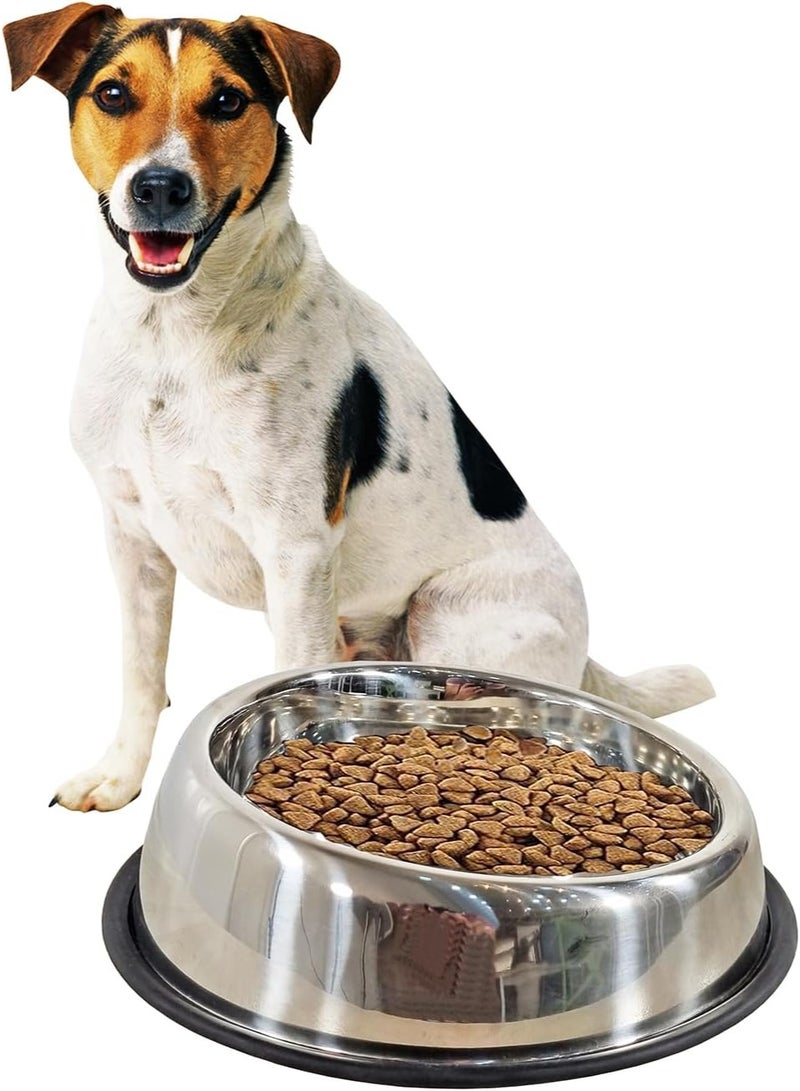 أن ان سي بيتس وعاء طعام للكلاب مع وعاء ناعم من الفولاذ المقاوم للصدأ وشريط لاصق غير قابل للانزلاق، وعاء متين للحيوانات الأليفة للسلالات كبيرة الحجم، مناسب للتغذية والري، سهل التنظيف 22 سم (فضي) - Image 1