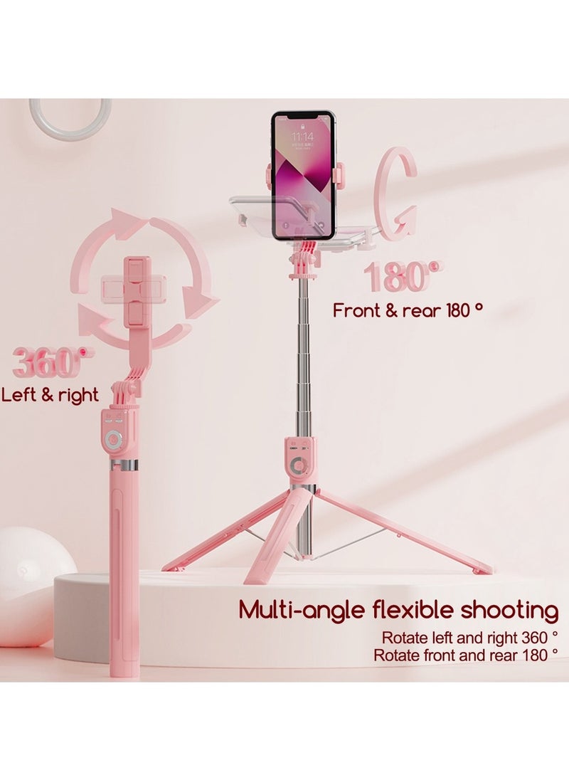 Generic - High Quality Stainless Steel Selfie Stick Tripod Bluetooth Remote Control Mobile Phone Selfie Stick with 2 Fill Lights 360° Rotating Pan Head Retractable 1.3m Foldable Suitable for Photo Video Recording Live - Image 1
