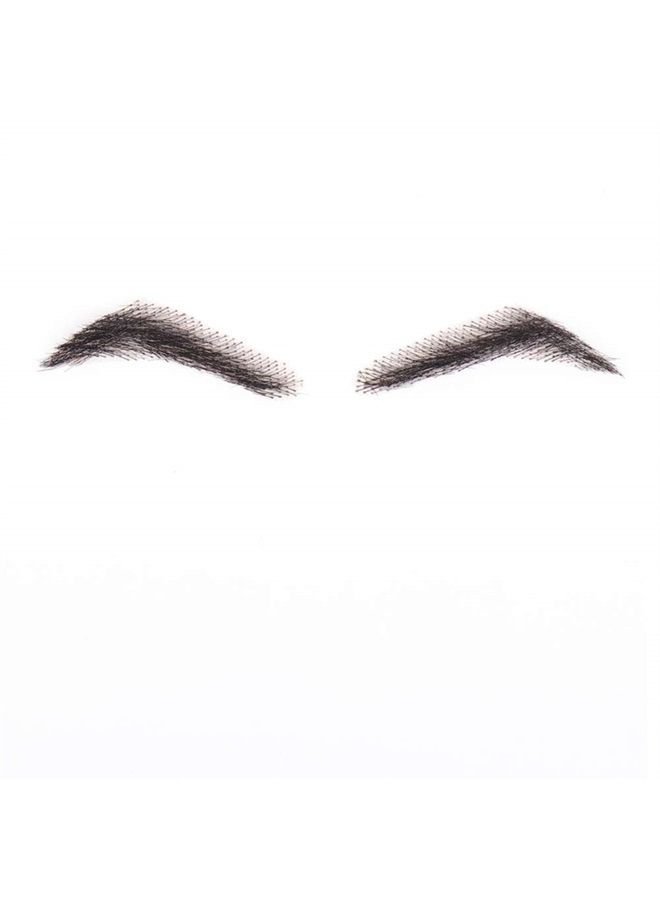 CliCling 100% Human Hair False Brows for Men and Women Re-Usable Lace Base Fake Eyebrows Black Color (MM-A2) - Image 1