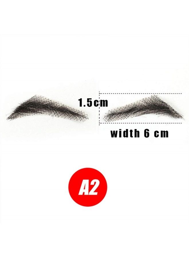 CliCling 100% Human Hair False Brows for Men and Women Re-Usable Lace Base Fake Eyebrows Black Color (MM-A2) - Image 3