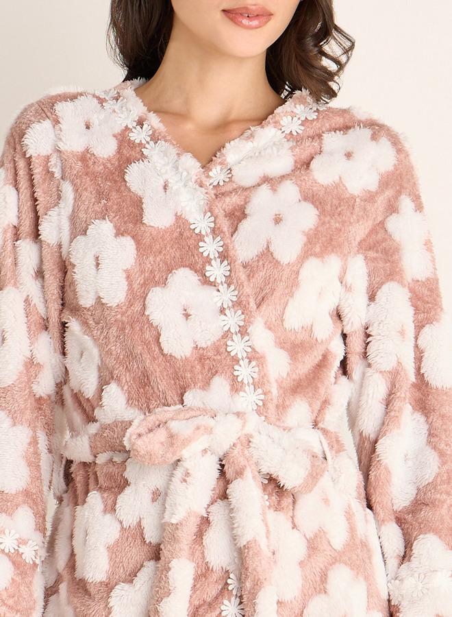 Splash FAV Textured Robe with Tie-Up Belt and Pockets - Image 4