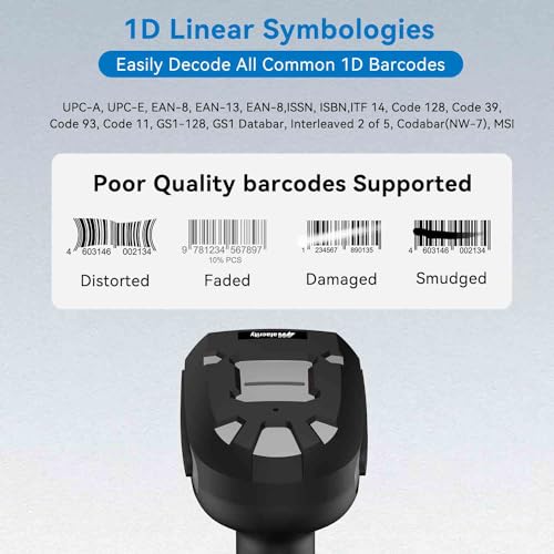 Alacrity Upgraded 1D Laser Industrial Barcode Scanner with Wireless Charging Stand, Bluetooth & 1968 Feet Transmission Distance 433Mhz Wireless 2in1 Barcode Reader, Shock Dust Proof Hands Free, Grey - Image 3