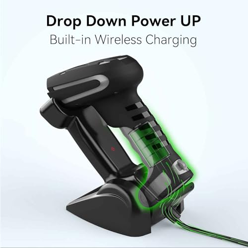 Alacrity Upgraded 1D Laser Industrial Barcode Scanner with Wireless Charging Stand, Bluetooth & 1968 Feet Transmission Distance 433Mhz Wireless 2in1 Barcode Reader, Shock Dust Proof Hands Free, Grey - Image 5