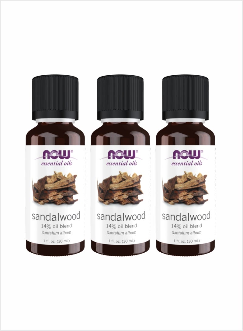 Now Essential Oils Sandalwood 14% Blend Oil – 30ml (Pack of 3)