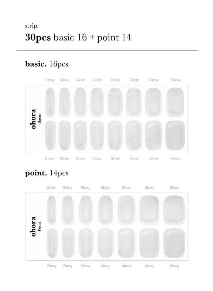Ohora Gel Nail Strips Pro-Finish Gel Silver Chrome 30units - Image 4