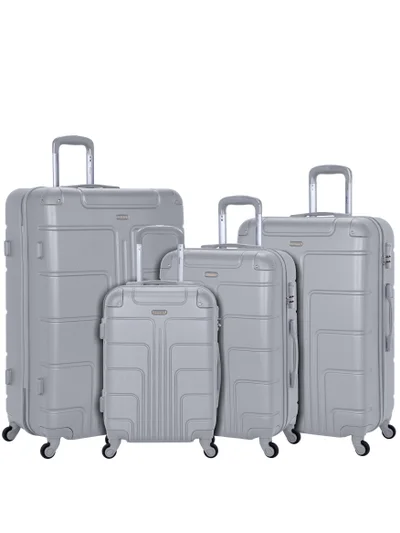SENATOR Hard Case Travel Bag Trolley Luggage Set of 4 ABS Lightweight Suitcase with 4 Spinner Wheels A1012 Silver