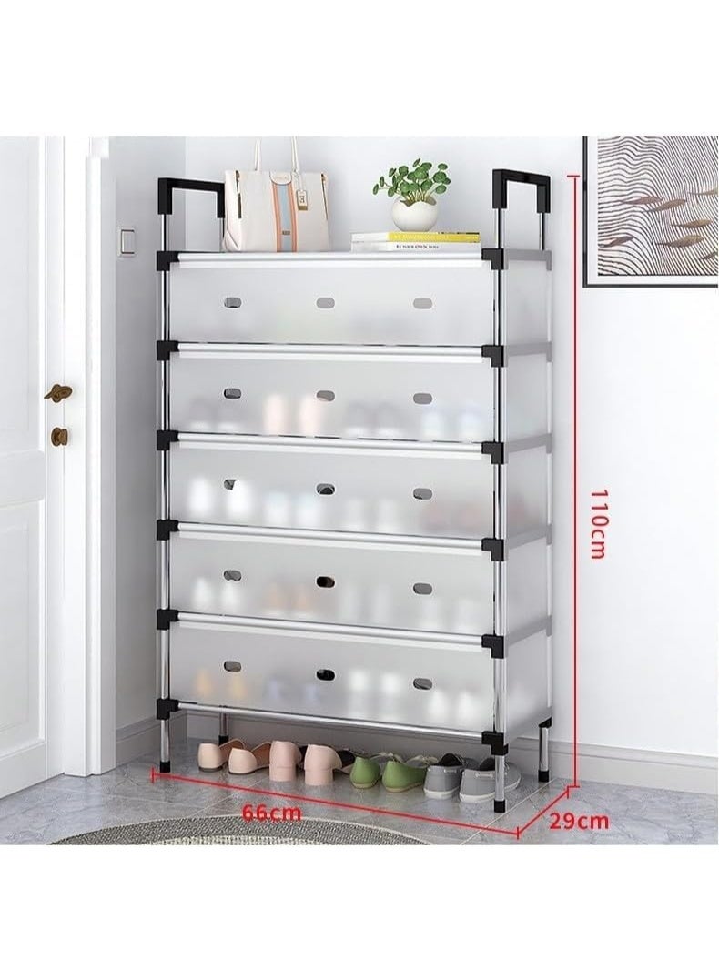 6-Tier Shoe Rack with Dustproof Layer Covers Sturdy Holds up to 30-38 Pairs Space-Saving Shoe Organizer for Closet Entryway Bedroom Durable Shoe Storage Shelf for Men Women Kids Shoes - Image 2