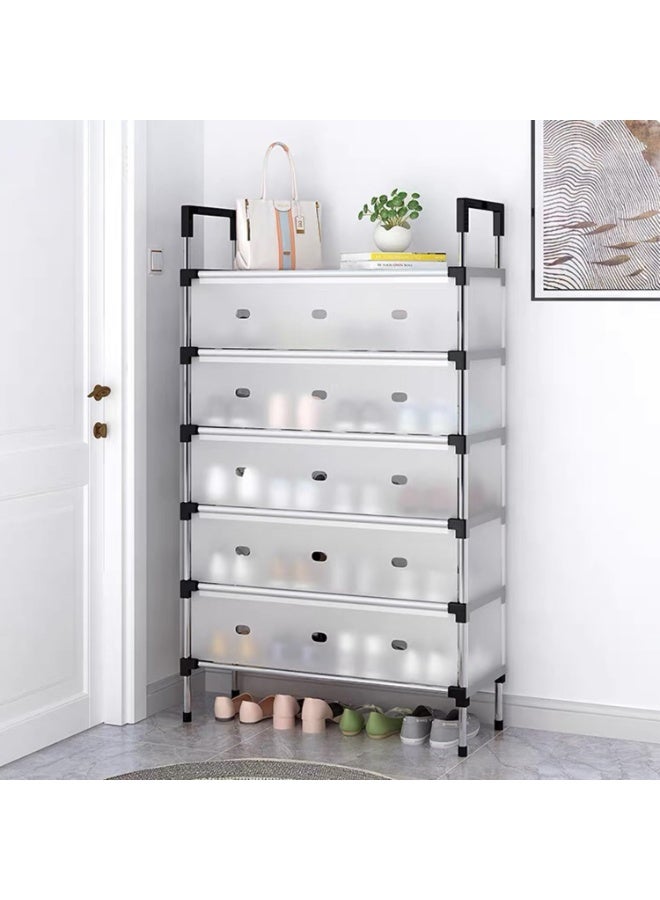 6-Tier Shoe Rack with Dustproof Layer Covers Sturdy Holds up to 30-38 Pairs Space-Saving Shoe Organizer for Closet Entryway Bedroom Durable Shoe Storage Shelf for Men Women Kids Shoes - Image 1