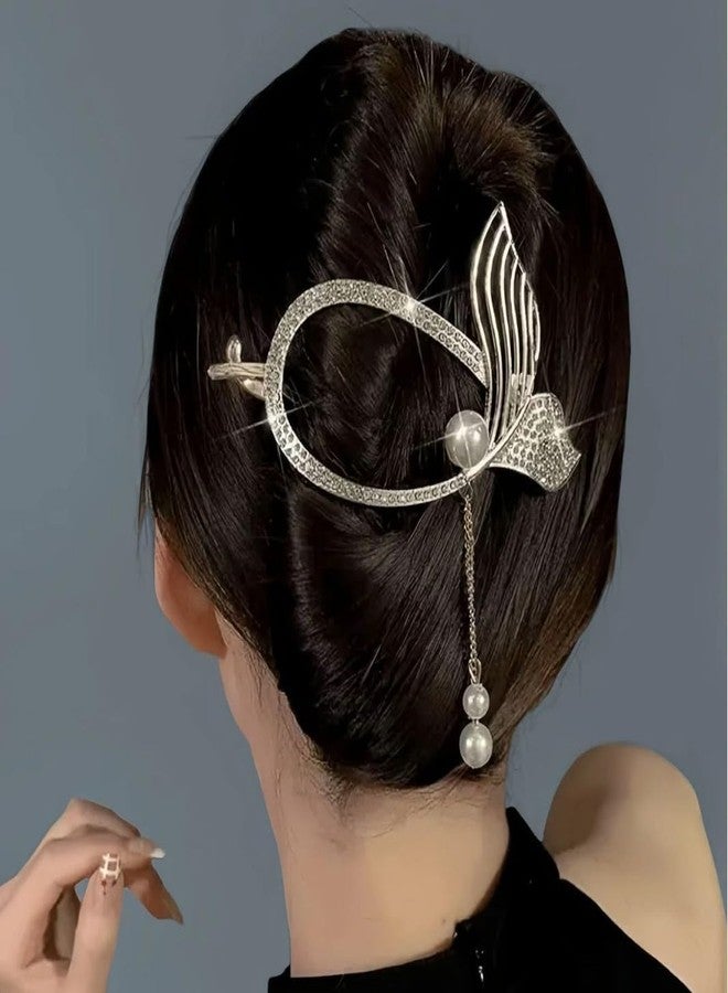 SIMAR ART 2 pcs Gold Metal Bird Hair Claw Clip with Pearl - Vintage French Hair Accessory for Women & Girls - Elegant Updo Bun Clip for Wedding, Party & Daily Hairstyles - Image 4