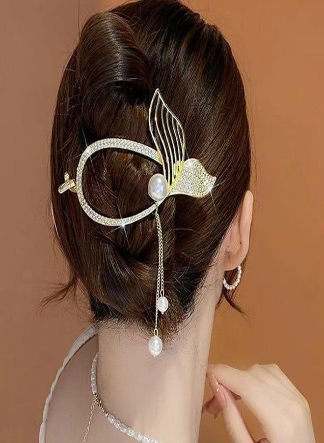 SIMAR ART 2 pcs Gold Metal Bird Hair Claw Clip with Pearl - Vintage French Hair Accessory for Women & Girls - Elegant Updo Bun Clip for Wedding, Party & Daily Hairstyles - Image 3