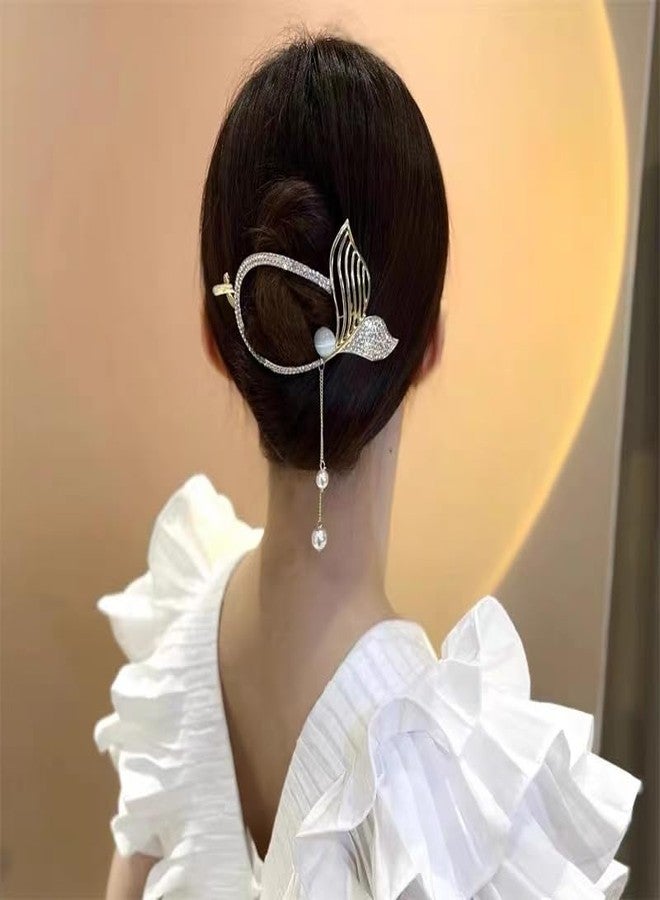 SIMAR ART 2 pcs Gold Metal Bird Hair Claw Clip with Pearl - Vintage French Hair Accessory for Women & Girls - Elegant Updo Bun Clip for Wedding, Party & Daily Hairstyles - Image 5